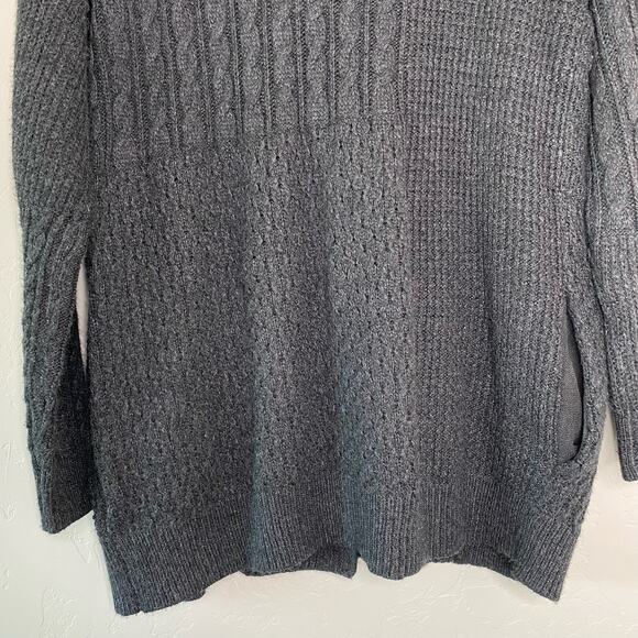 Joie Gray Cable Knit Open Front Chunky Cardigan Large - Picture 11 of 13